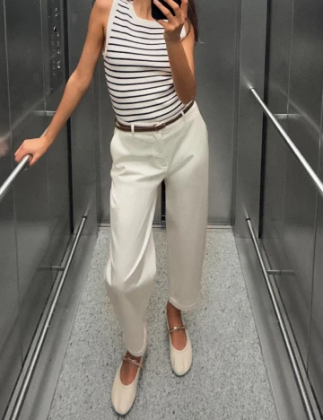Pantaloni Zara, alb Alb