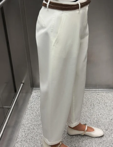 Pantaloni Zara, alb Alb