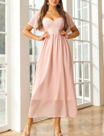 Rochie lunga SBetro, roz Roz