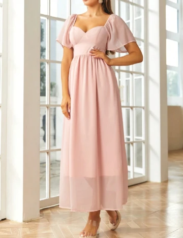 Rochie lunga SBetro, roz Roz