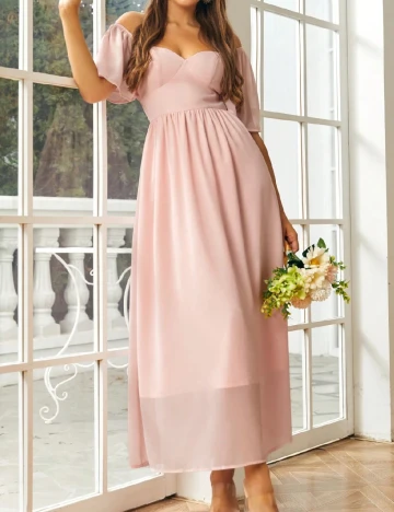 Rochie lunga SBetro, roz Roz