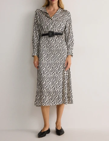 Rochie medie Reserved, alb/negru