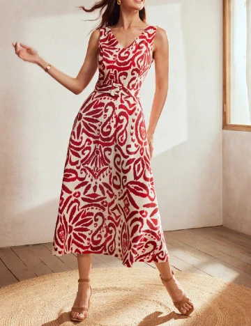 Rochie medie MOTF, rosu/alb Rosu