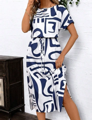 Rochie medie SHEIN, alb/albastru Alb