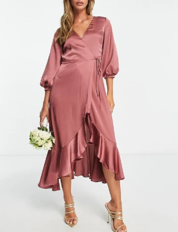 Rochie medie Liquorish, roz pudra inchis Roz