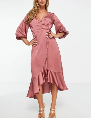 Rochie medie Liquorish, roz pudra inchis Roz