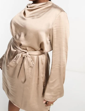 Rochie scurta Pretty Lavish Curve, maro deschis Maro
