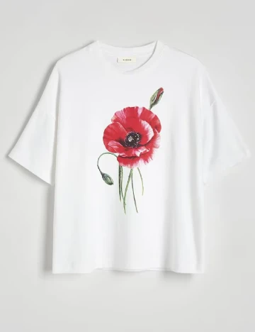 Tricou Reserved, alb Alb