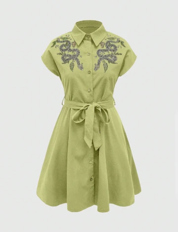 Rochie scurta Romwe, verde Verde