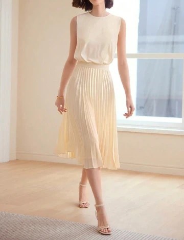 Rochie medie MOTF, crem