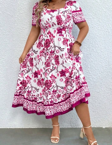 Rochie medie SHEIN CURVE, alb/roz Alb