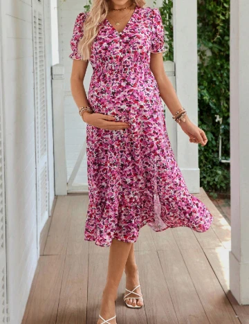 Rochie medie SHEIN Maternity, floral print Floral print
