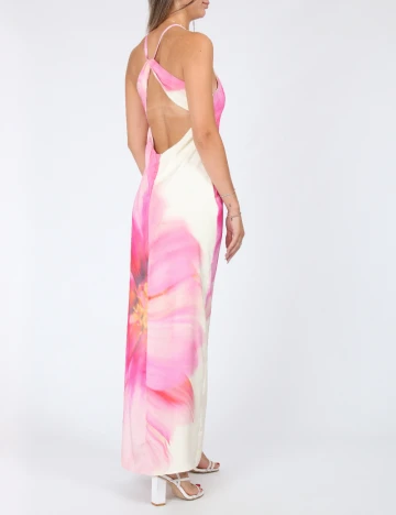 Rochie lunga Boohoo, crem/roz Crem