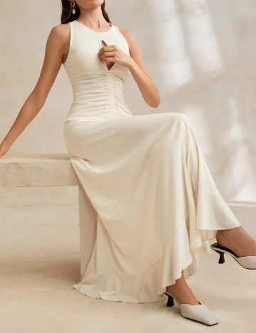 Rochie lunga Anewsta, crem Crem