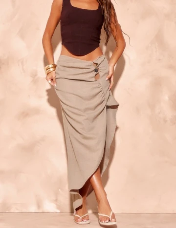 Fusta PRETTYLITTLETHING, maro deschis