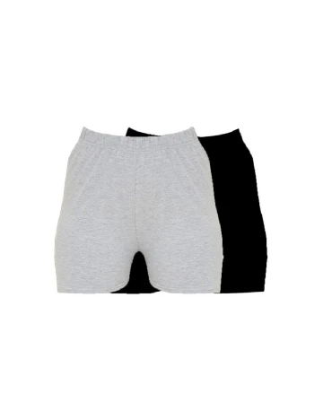 Set Pantaloni scurti 2 perechi PRETTYLITTLETHING, negru/gri