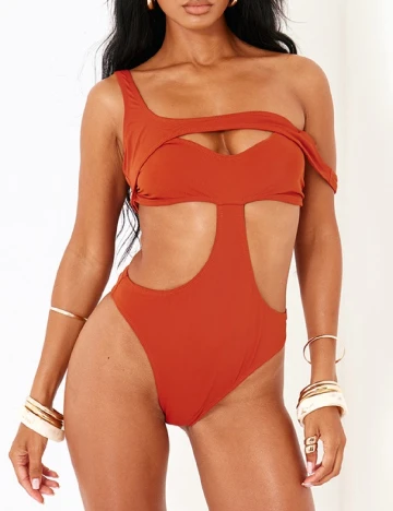 Costum de baie PRETTYLITTLETHING, maro