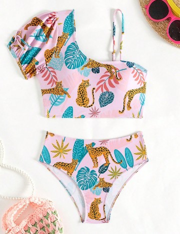
						Costum de baie Shein Kids, roz