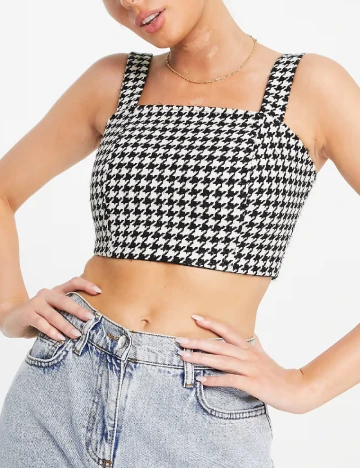 Top Miss Selfridge, alb/negru