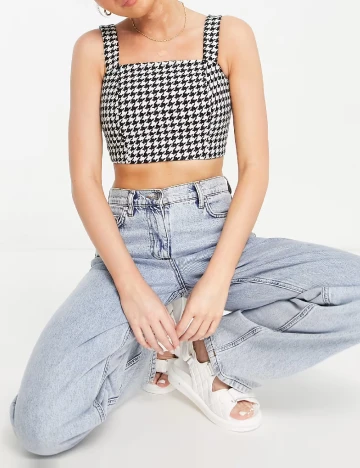 Top Miss Selfridge, alb/negru