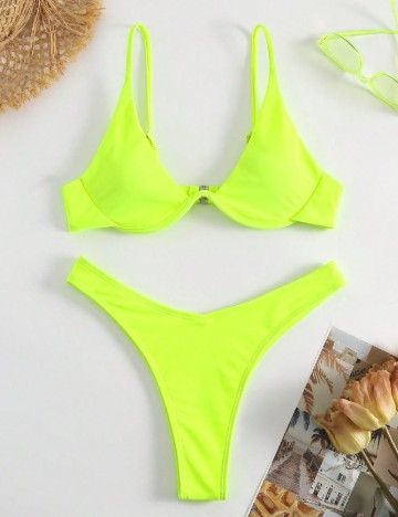 
						Costum de baie SHEIN, verde neon