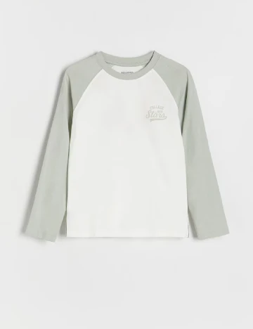 Bluza Reserved, alb/verde