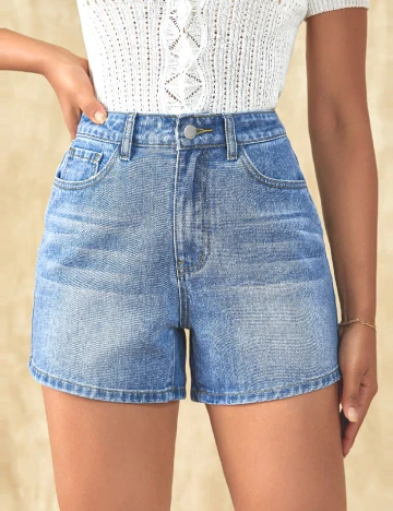 Pantaloni scurti SHEIN, albastru Albastru