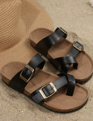 Slapi Shein Kids, negru Negru