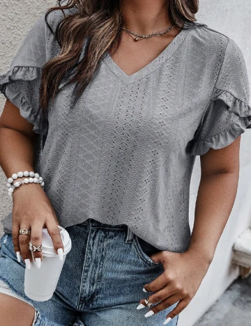 Tricou SHEIN CURVE, gri Gri