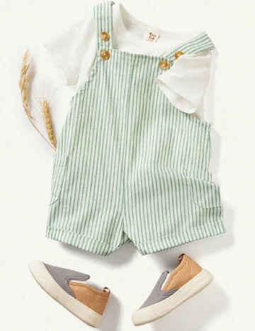 Compleu Shein Kids, alb/verde