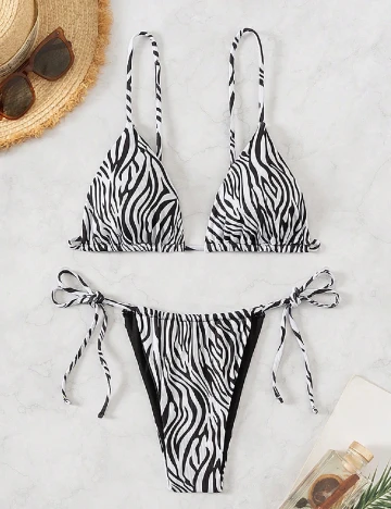 Costum de baie SHEIN, alb/negru