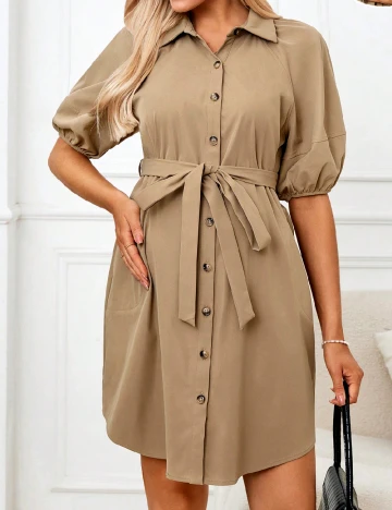 Rochie scurta SHEIN Maternity, maro