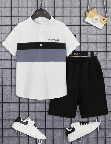 Compleu Shein Kids, alb/negru