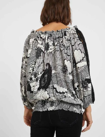 Bluza Desigual, alb/negru