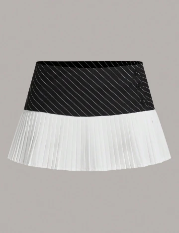 Fusta pantalon SHEIN, alb/negru