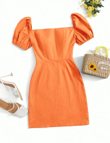 Rochie scurta SHEIN, portocaliu