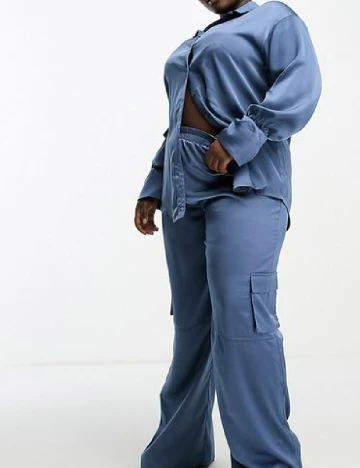 Pantaloni I SAW IT FIRST Plus Size, albastru