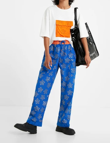 Pantaloni Desigual, albastru