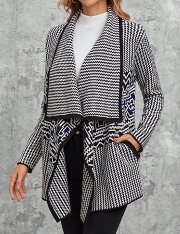 Cardigan Emery Rose, alb/negru