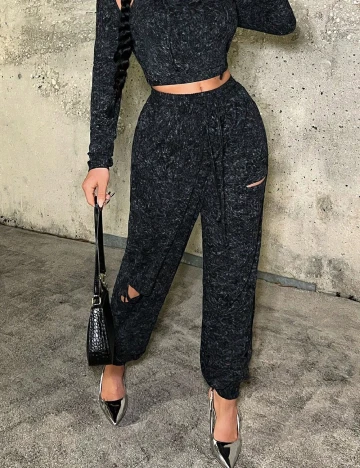 Pantaloni SHEIN, negru/gri
