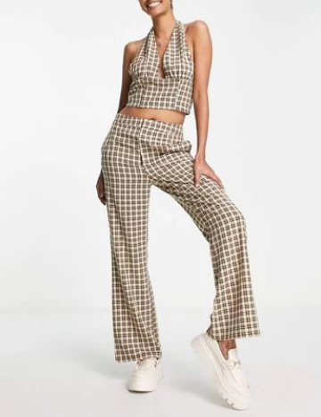 Pantaloni Lola May, crem/maro