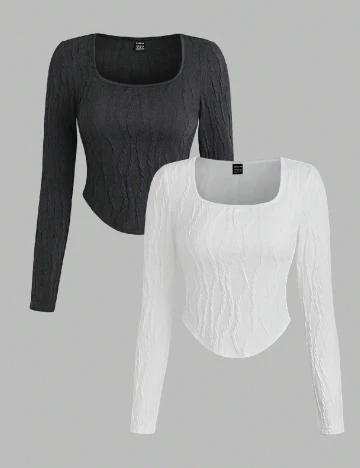 Set topuri 2 bucati SHEIN, negru/alb