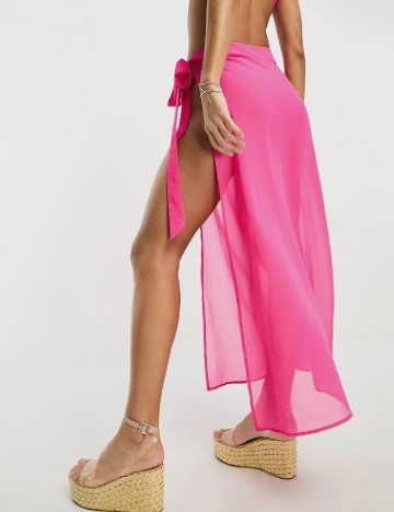 Fusta de plaja Brave Soul Plus Size, roz