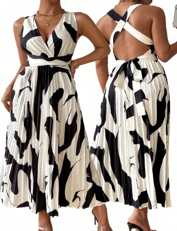 Rochie lunga SHEIN CURVE, negru/alb
