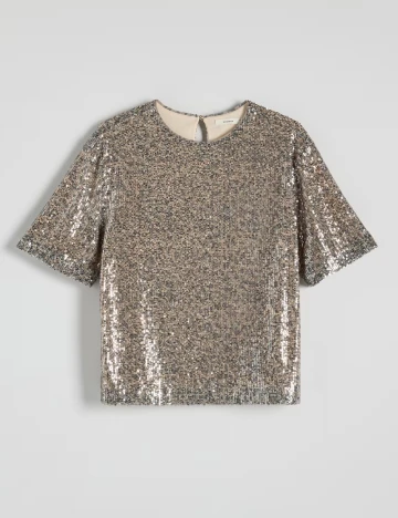 Bluza Reserved, crem/gri