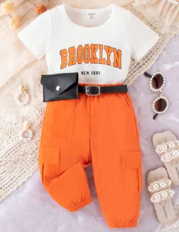 Compleu Shein Kids, portocaliu/alb