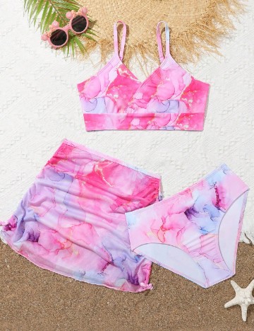 
						Costum de baie Shein Kids, roz