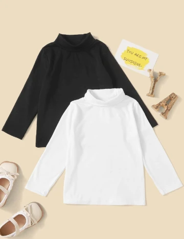 Set bluze 2 bucati Shein Kids, alb/negru