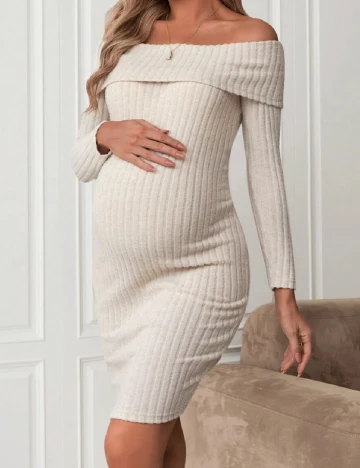 Rochie scurta SHEIN Maternity, crem