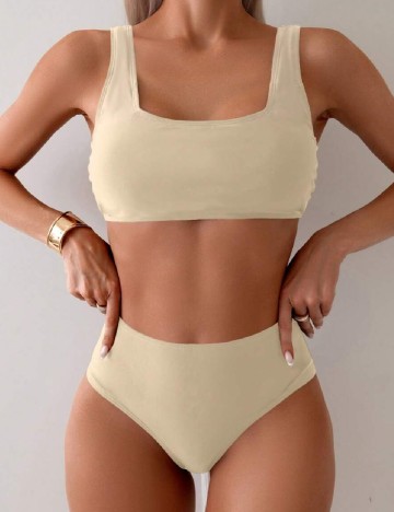 
						Costum de baie SHEIN, crem